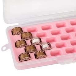 Bobbin Box - Pink Foam Lined -Famous Fabric Store Bobbin Box Pink Foam 3