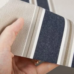 Sunbrella® Awning Stripe 4916-0000 Navy/Taupe Fancy 46" Fabric -Famous Fabric Store Sunbrella 4916 0000 Navy Taupe Fancy 46 Signature Series Awning Stripe 4