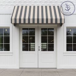 Sunbrella® Awning Stripe 4916-0000 Navy/Taupe Fancy 46" Fabric -Famous Fabric Store Sunbrella 4916 0000 Navy Taupe Fancy 46 Signature Series Awning Stripe 707