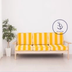 Sunbrella® Awning Stripe 5702-0000 Beaufort Yellow/White 6 Bar 46" Fabric -Famous Fabric Store Sunbrella 5702 0000 Sunflower Yellow White 6 Bar 46 87