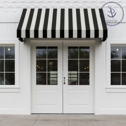 Sunbrella® Awning Stripe 5704-0000 Beaufort Black/White 6 Bar 46" Fabric -Famous Fabric Store Sunbrella 5704 0000 Black White 6 Bar Stripe 46 72