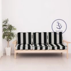 Sunbrella® Awning Stripe 5704-0000 Beaufort Black/White 6 Bar 46" Fabric -Famous Fabric Store Sunbrella 5704 0000 Black White 6 Bar Stripe 46 87